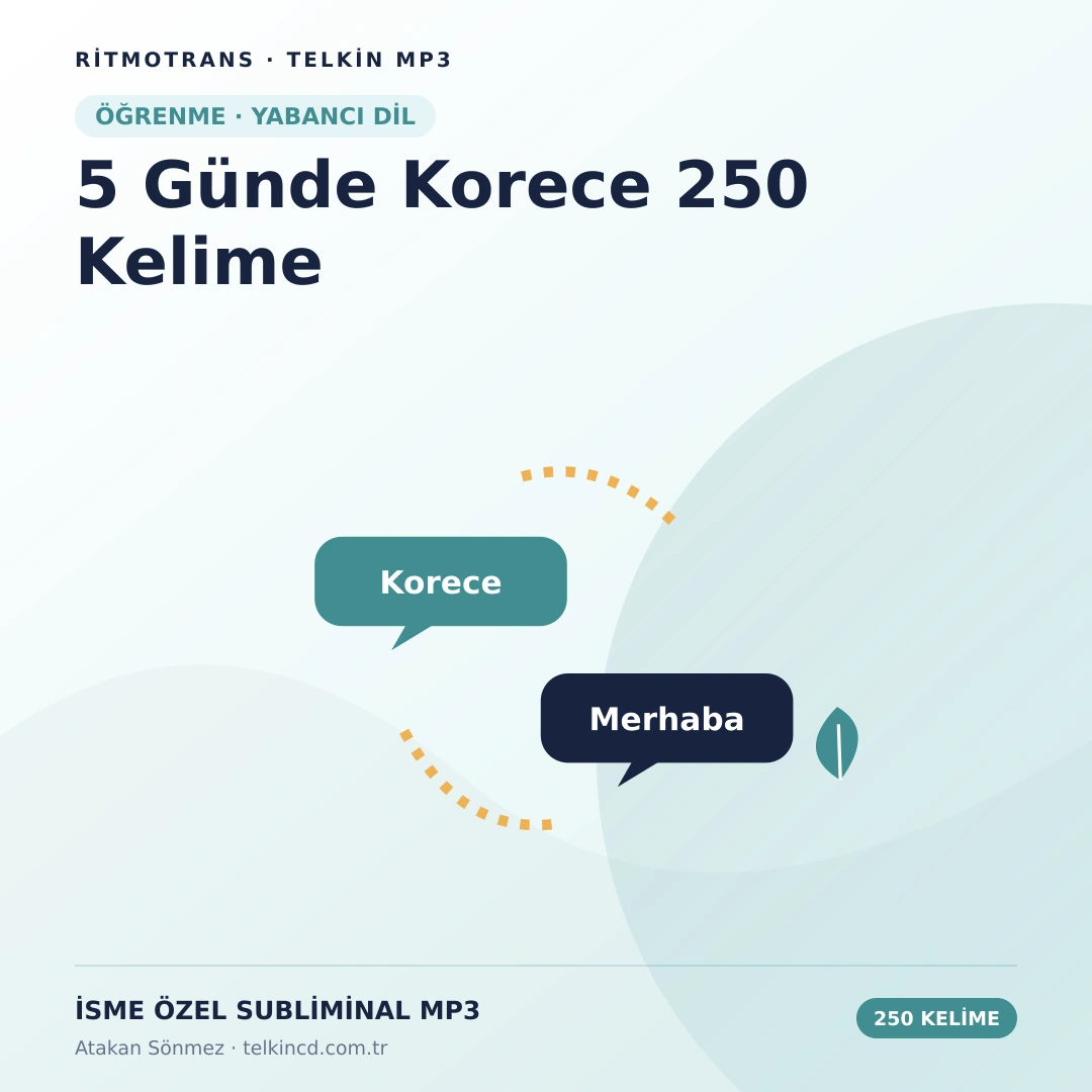 5 Günde Korece 250 Kelime Subliminal ve Whatsapp Destekli Eğitim